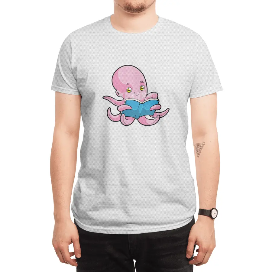 Octopus at Reading a Book Spor T-Shirt