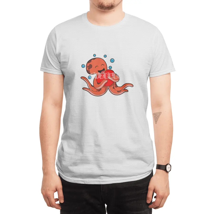 Octopus Love Heart Spor T-Shirt