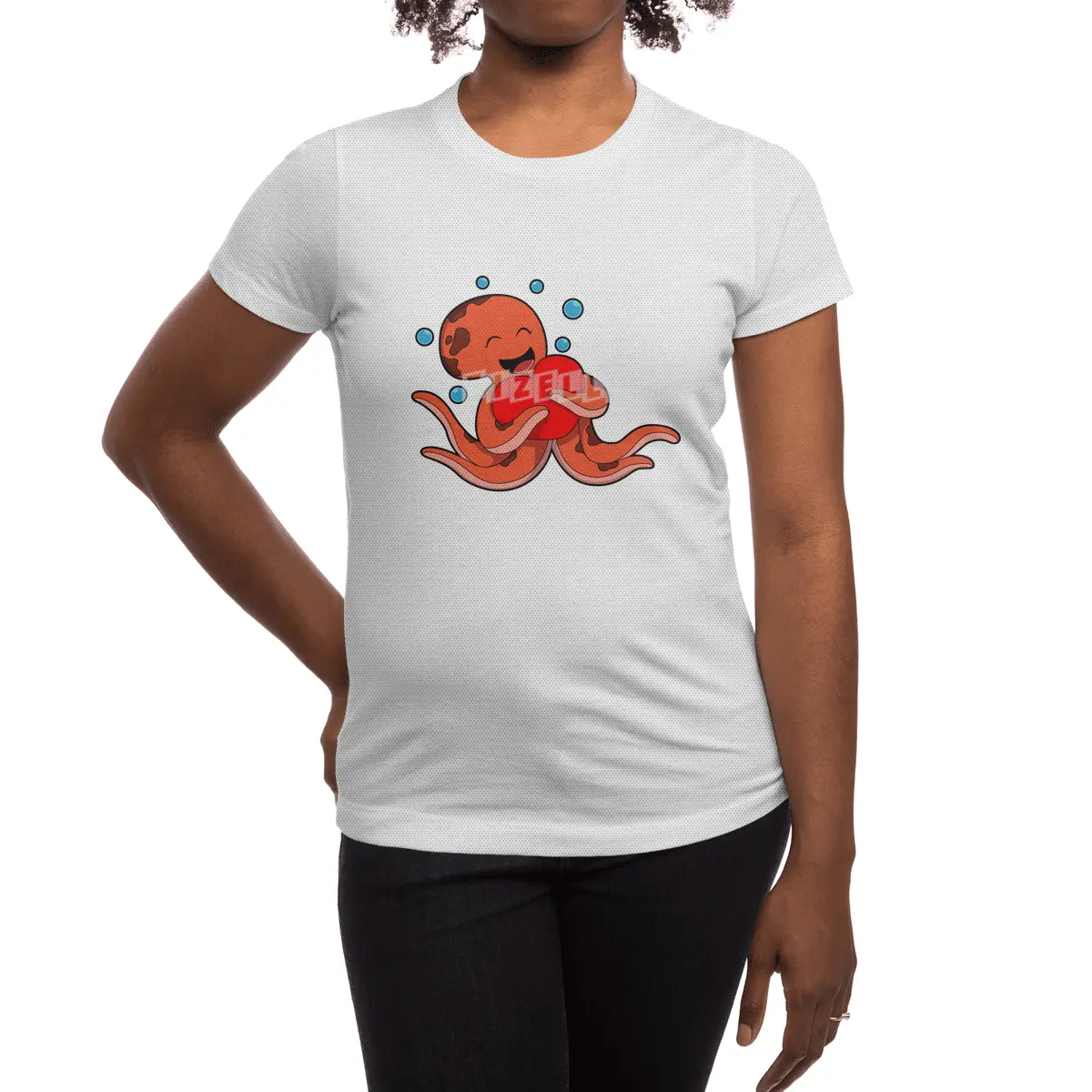 Octopus Love Heart Spor T-Shirt