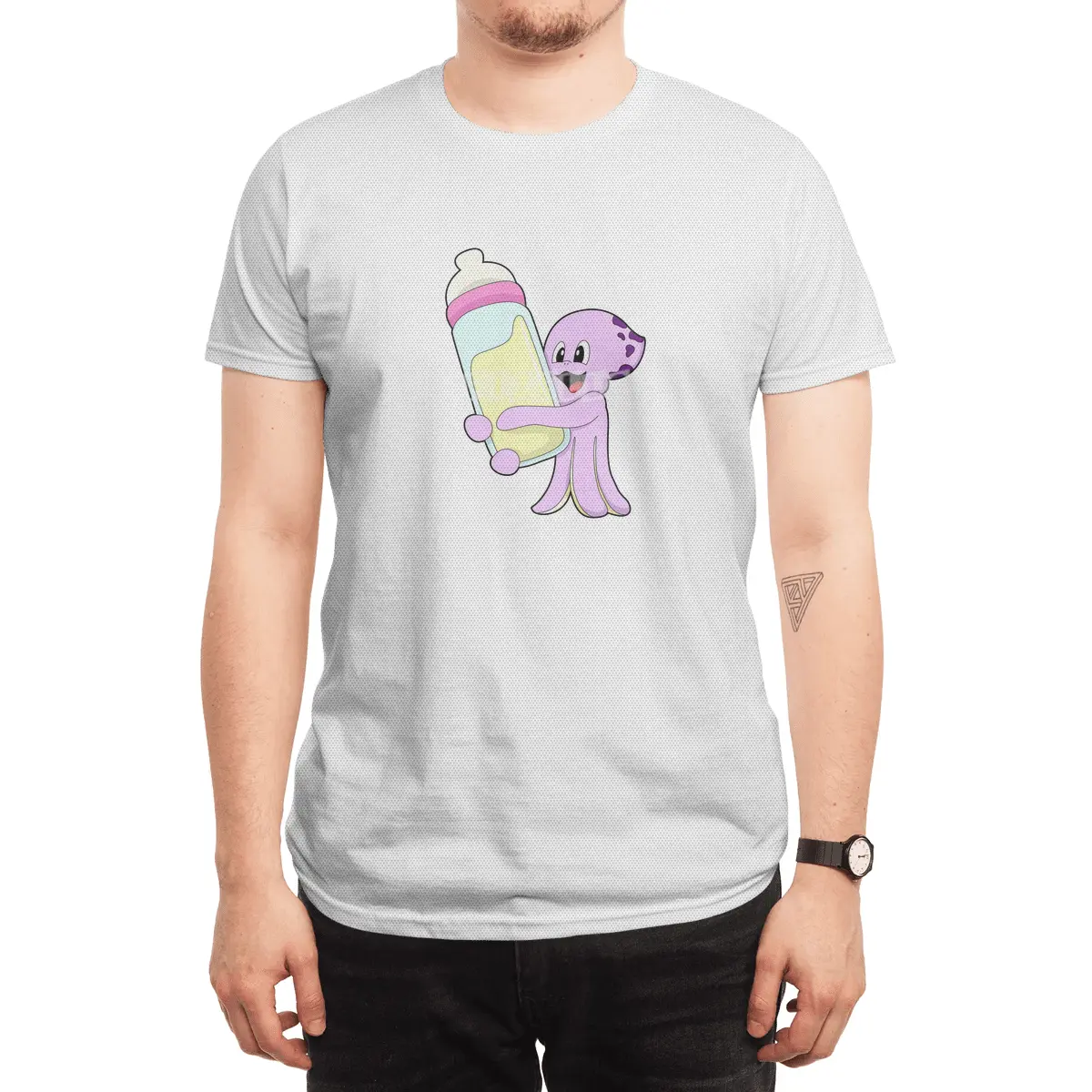 Octopus with Baby bottle Milk Spor T-Shirt