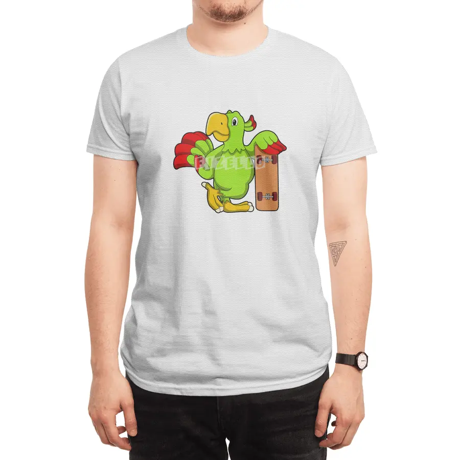 Parrot as Skater as Skateboard Spor T-Shirt