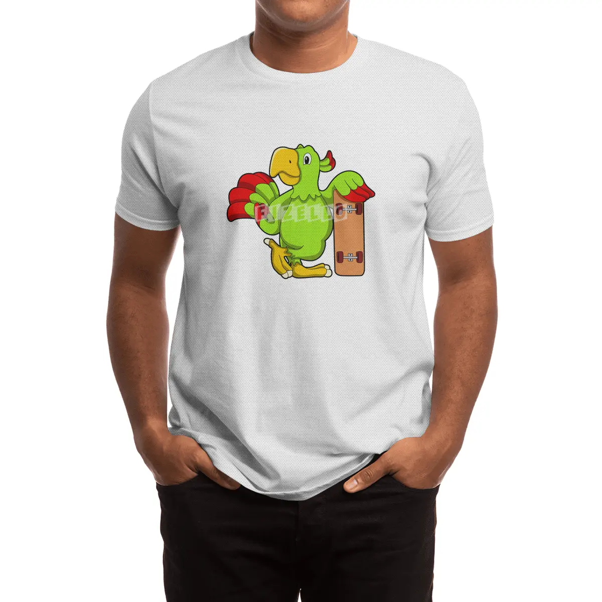 Parrot as Skater as Skateboard Spor T-Shirt