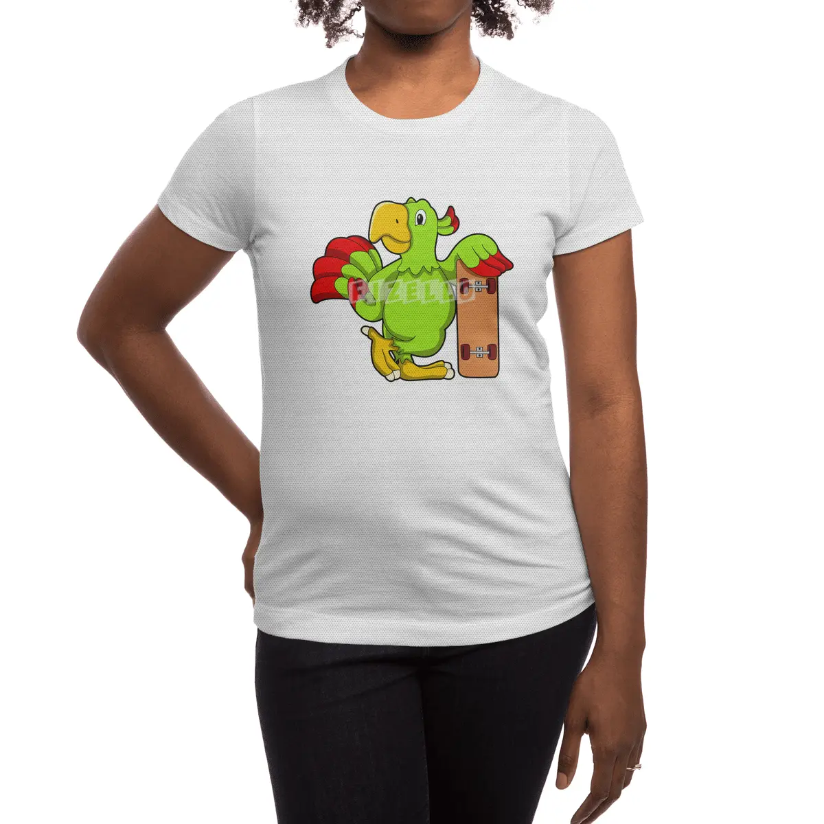 Parrot as Skater as Skateboard Spor T-Shirt