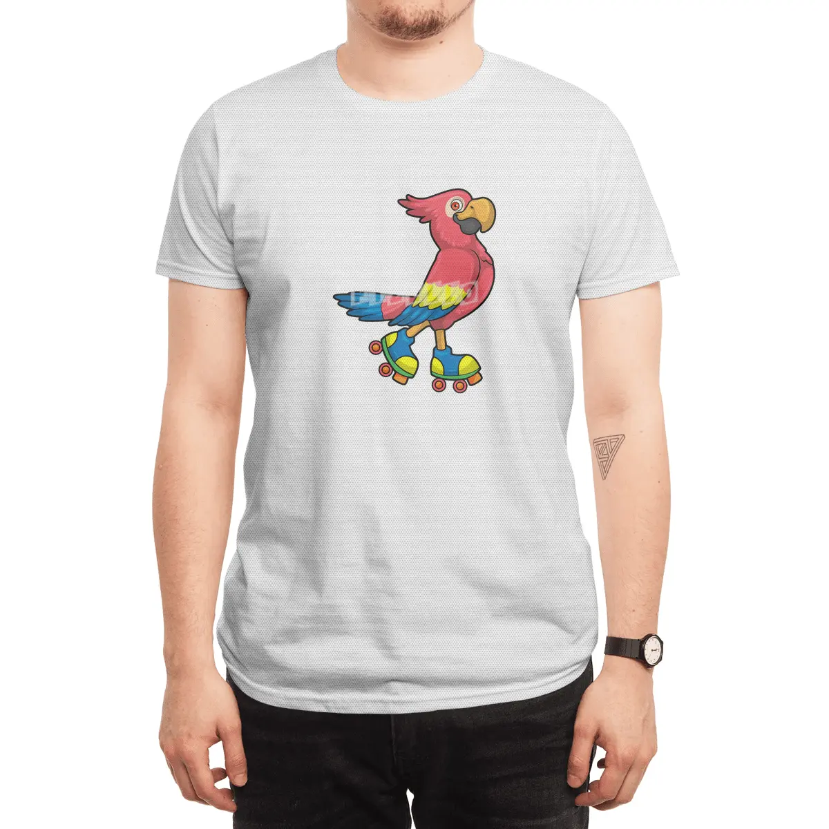 Parrot as Skater with Roller skates Spor T-Shirt