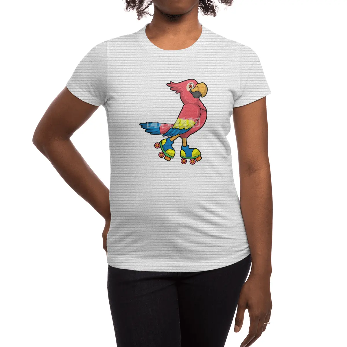 Parrot as Skater with Roller skates Spor T-Shirt