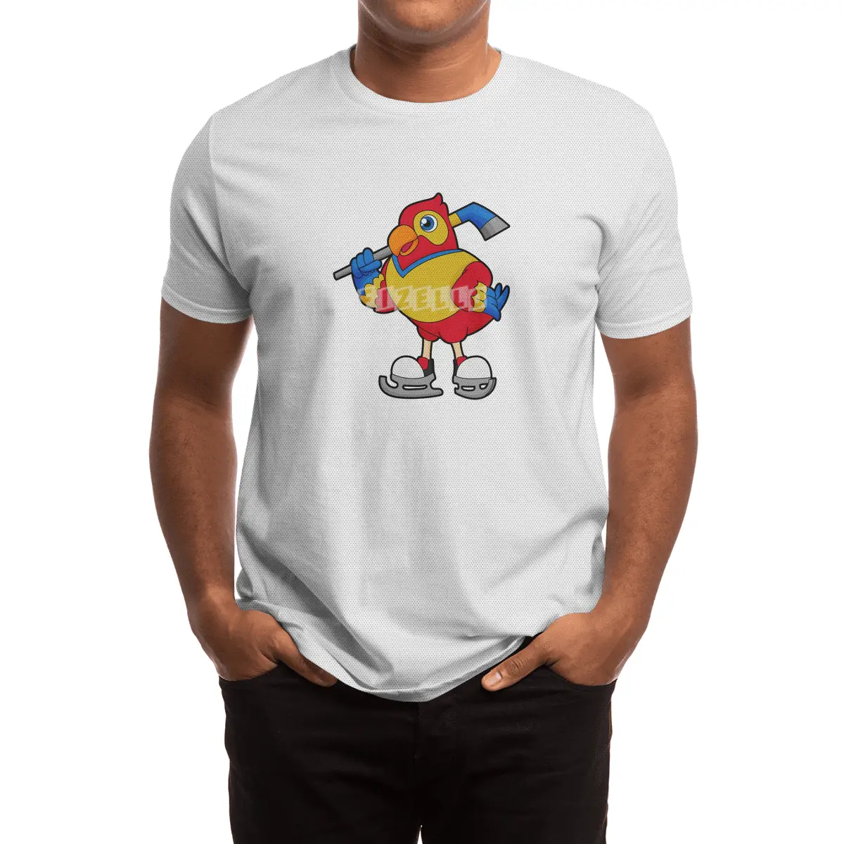 Parrot at Ice hockey with Ice hockey stick Spor T-Shirt
