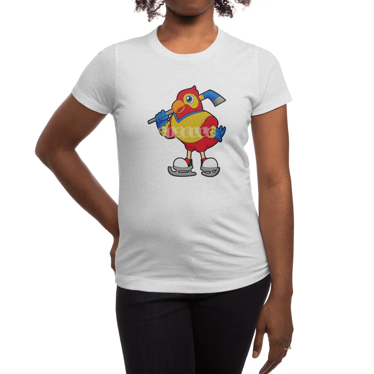 Parrot at Ice hockey with Ice hockey stick Spor T-Shirt