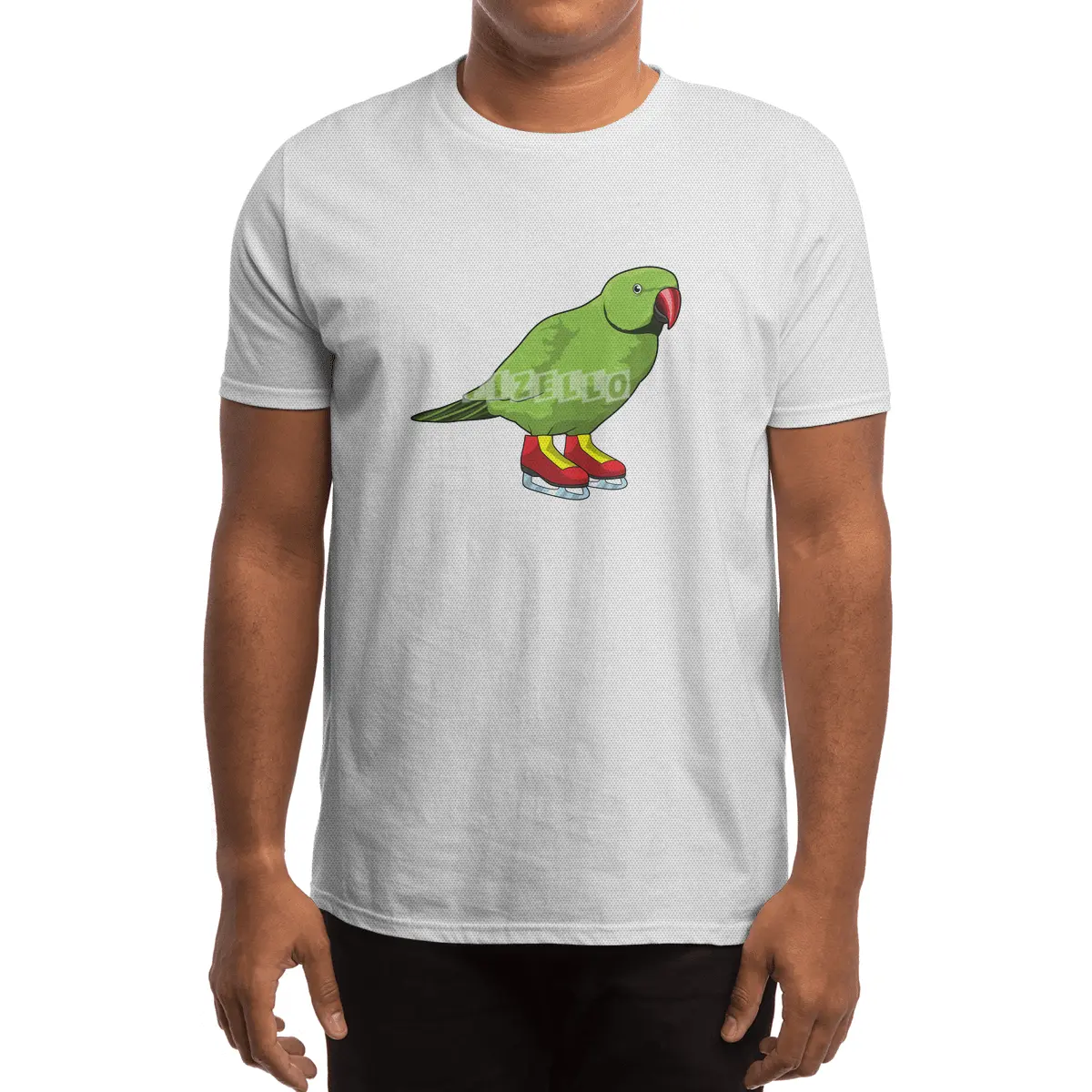 Parrot at Ice skating with Ice skates Spor T-Shirt