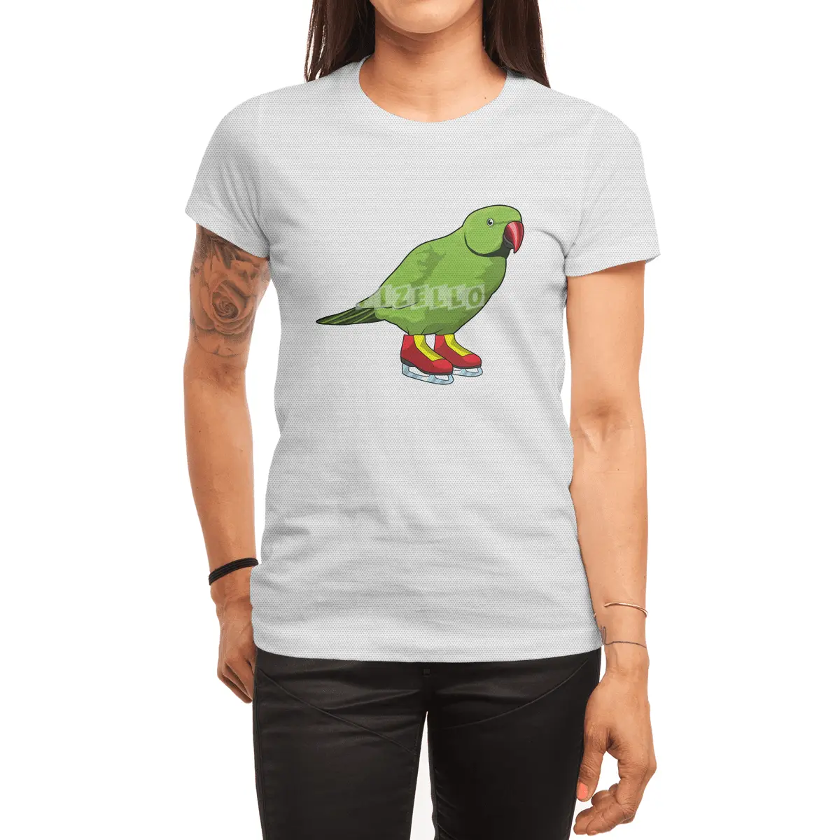 Parrot at Ice skating with Ice skates Spor T-Shirt