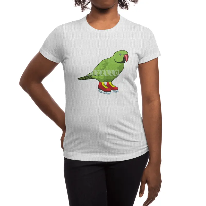 Parrot at Ice skating with Ice skates Spor T-Shirt