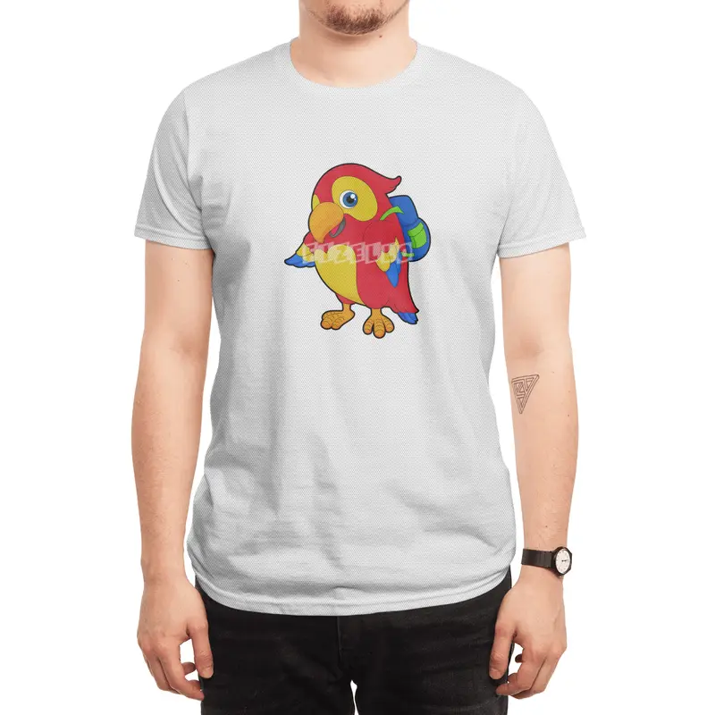 Parrot with Backpack Spor T-Shirt