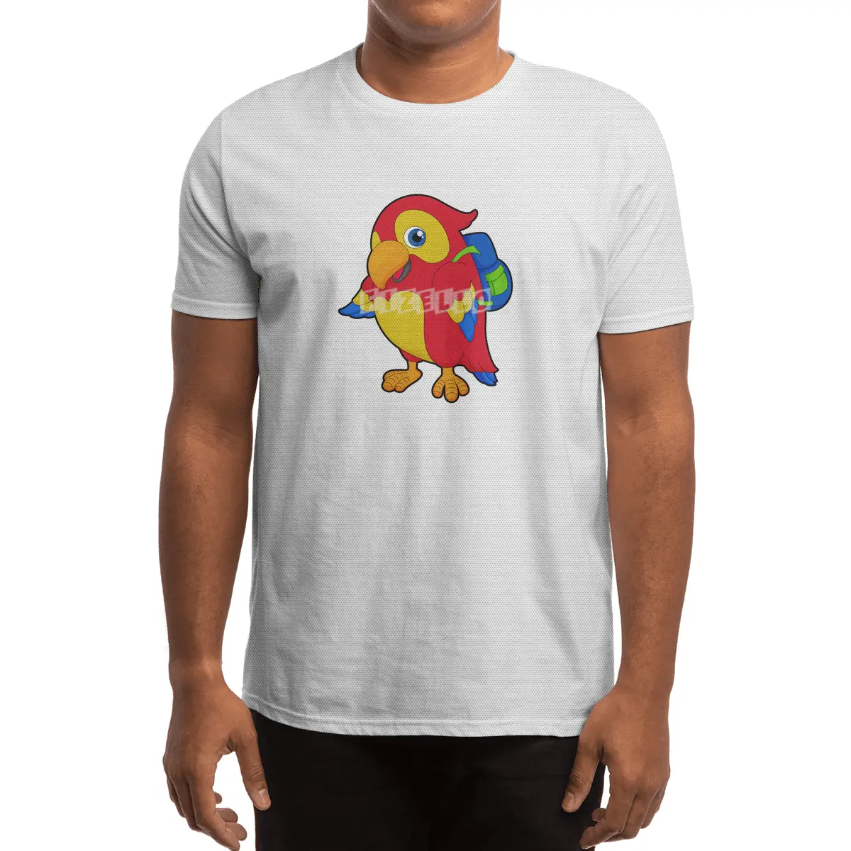 Parrot with Backpack Spor T-Shirt
