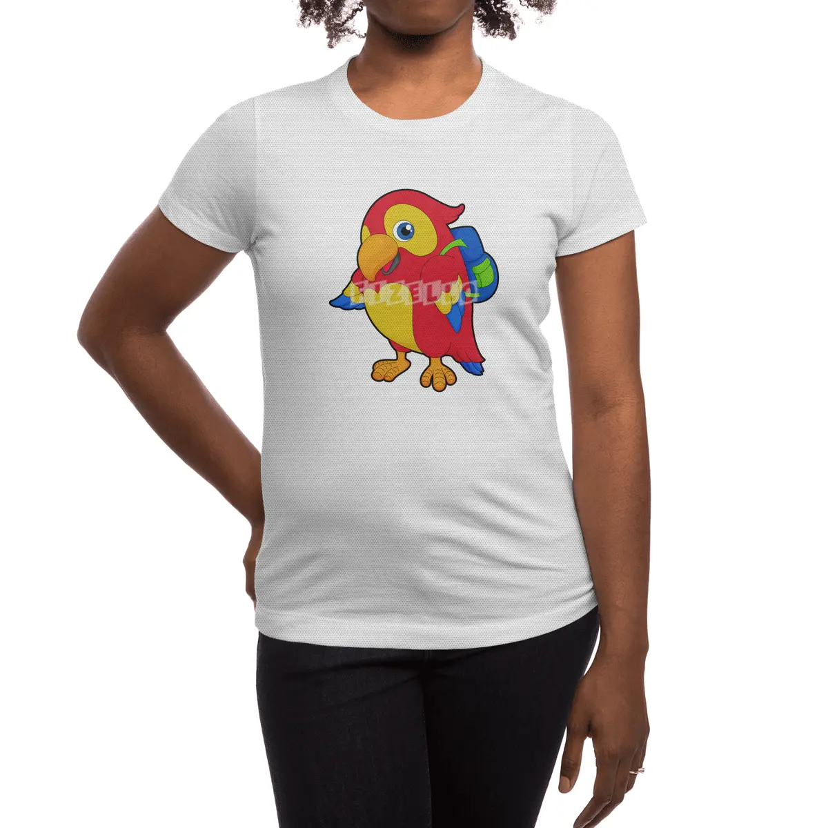 Parrot with Backpack Spor T-Shirt