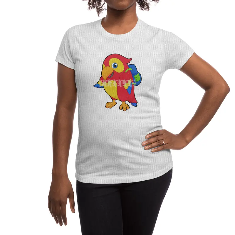 Parrot with Backpack Spor T-Shirt