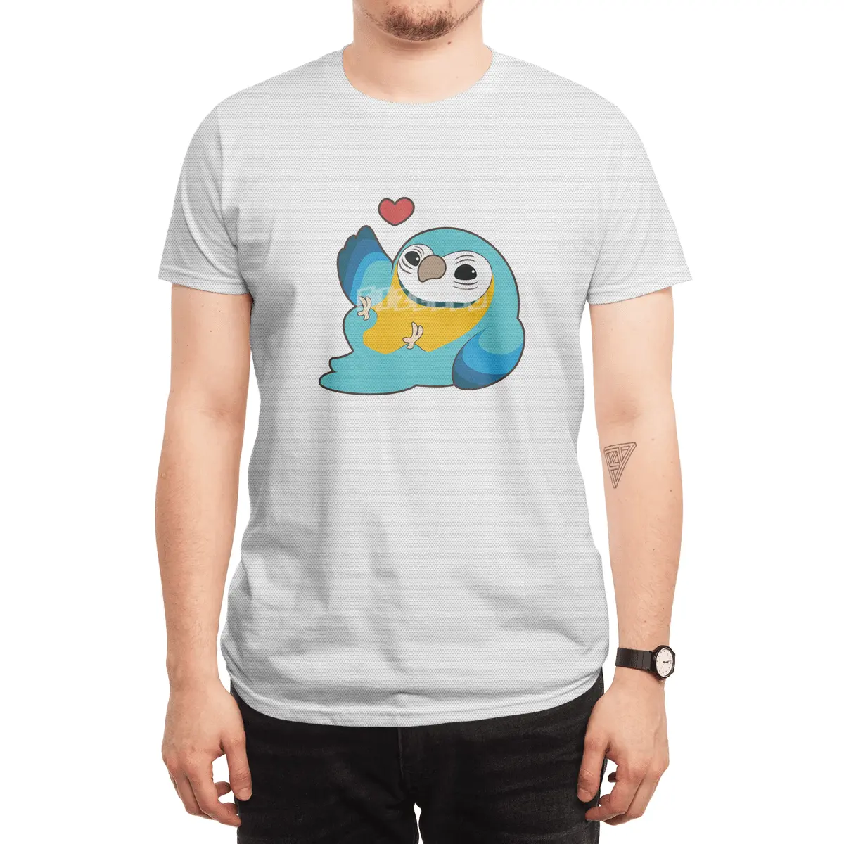 Parrot with Heart Spor T-Shirt