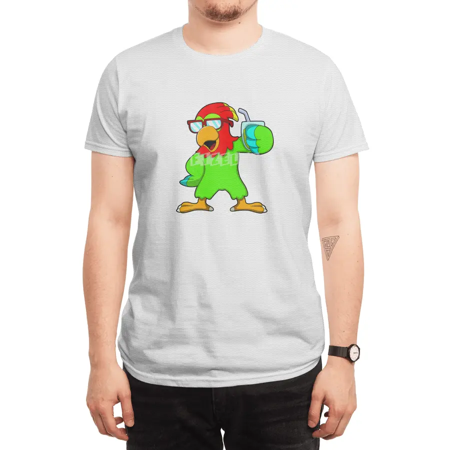 Parrot with Sunglasses & Drink Spor T-Shirt
