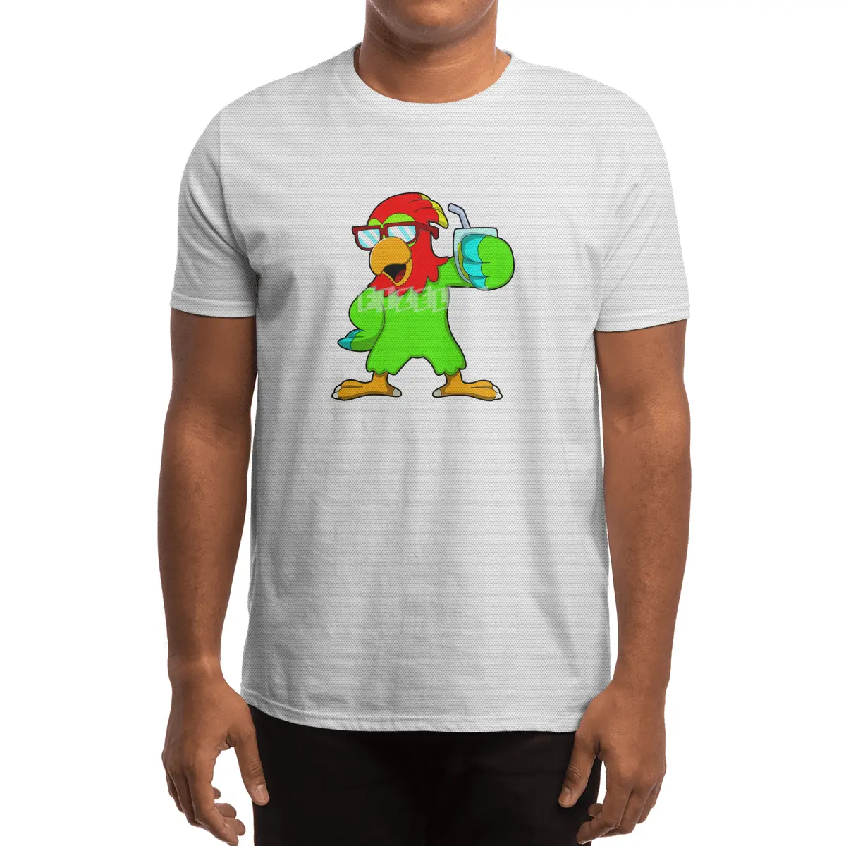 Parrot with Sunglasses & Drink Spor T-Shirt