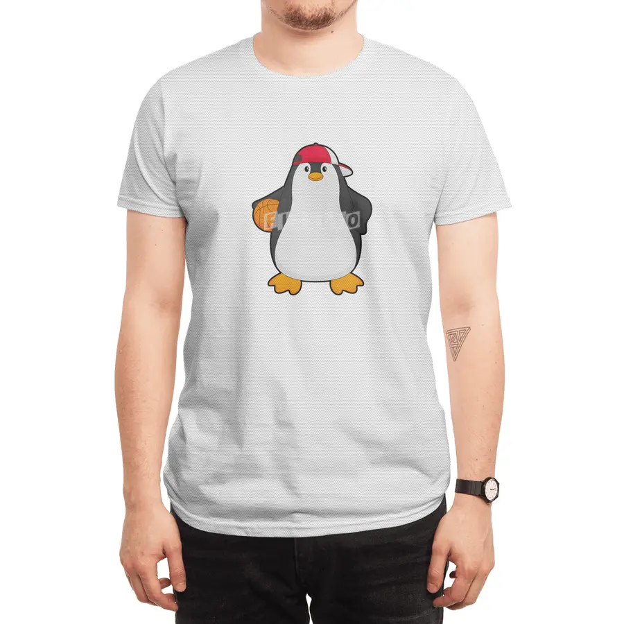 Penguin as Basketball player with Basketball ball Spor T-Shirt