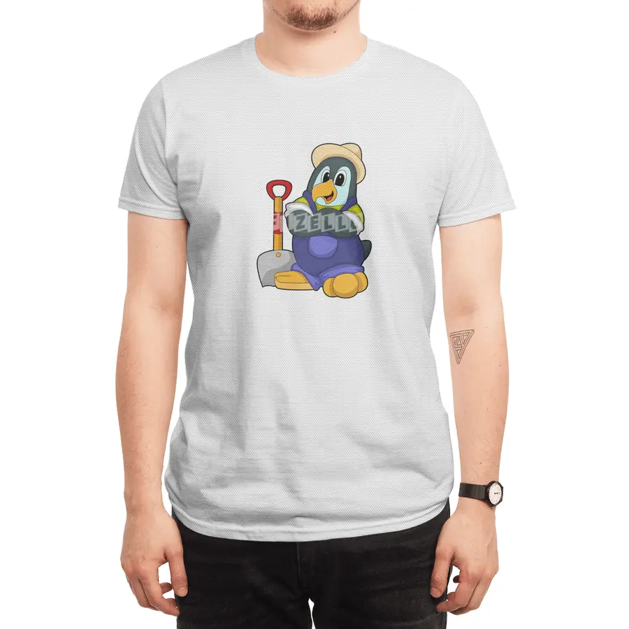 Penguin as Farmer with Shovel Spor T-Shirt