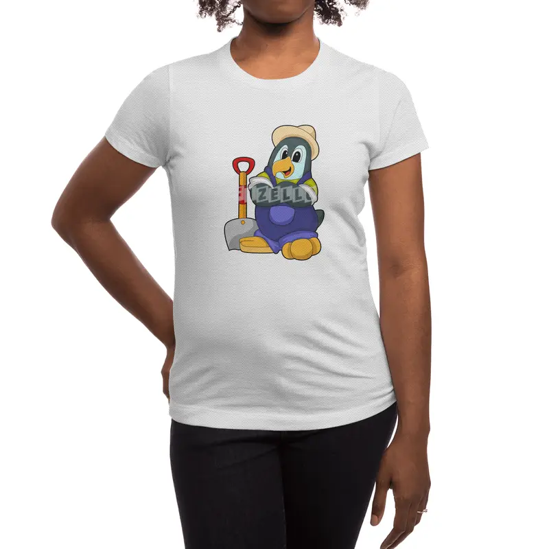Penguin as Farmer with Shovel Spor T-Shirt