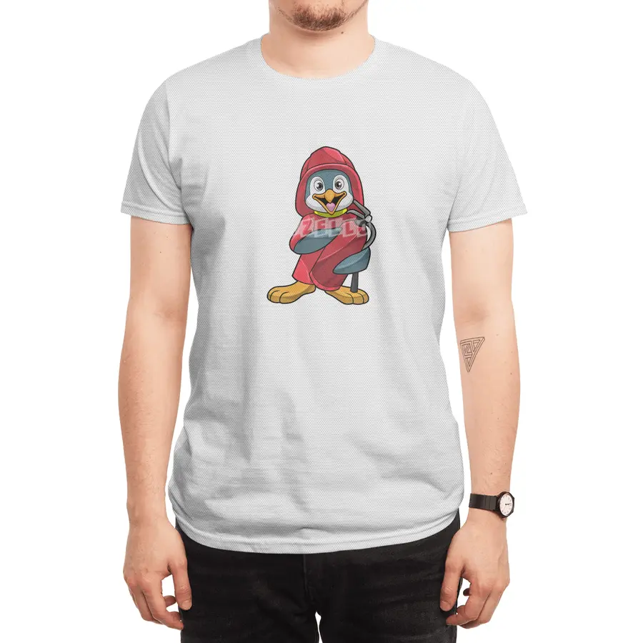 Penguin as Firefighter with Fire extinguisher Spor T-Shirt