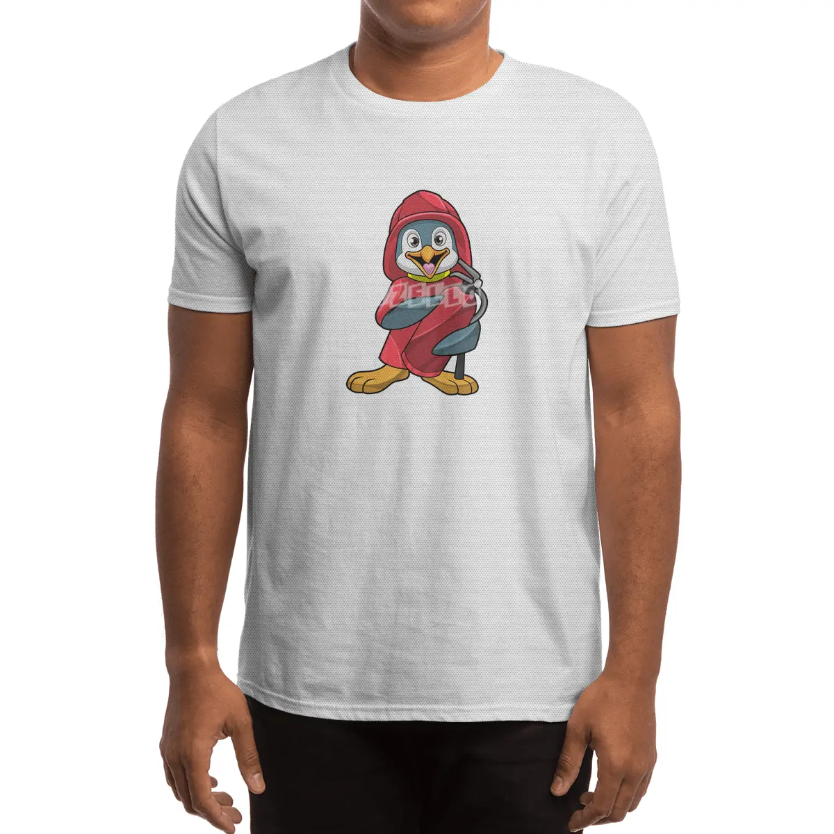 Penguin as Firefighter with Fire extinguisher Spor T-Shirt