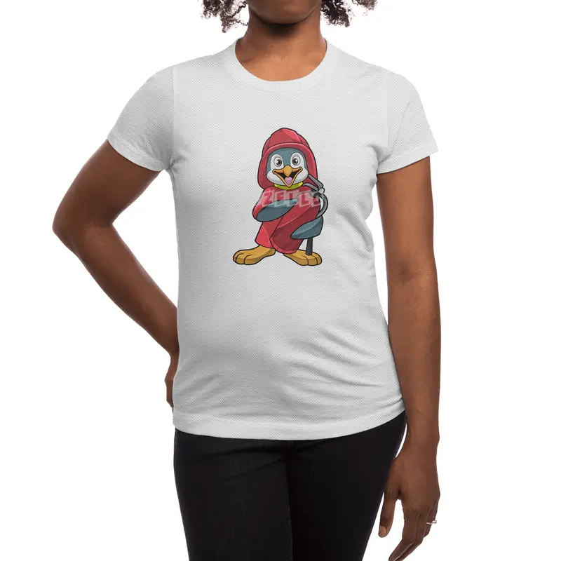 Penguin as Firefighter with Fire extinguisher Spor T-Shirt