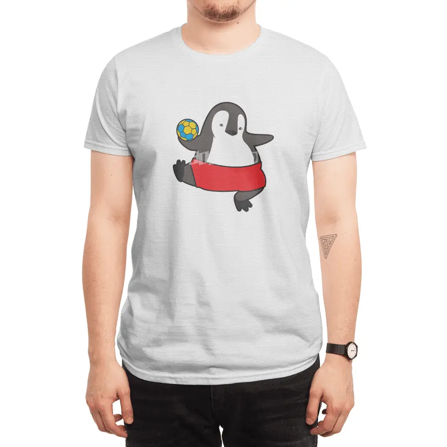 Penguin as Handball player with Handball Spor T-Shirt