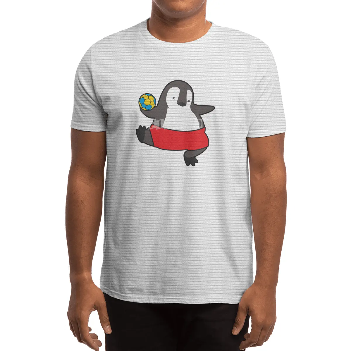 Penguin as Handball player with Handball Spor T-Shirt