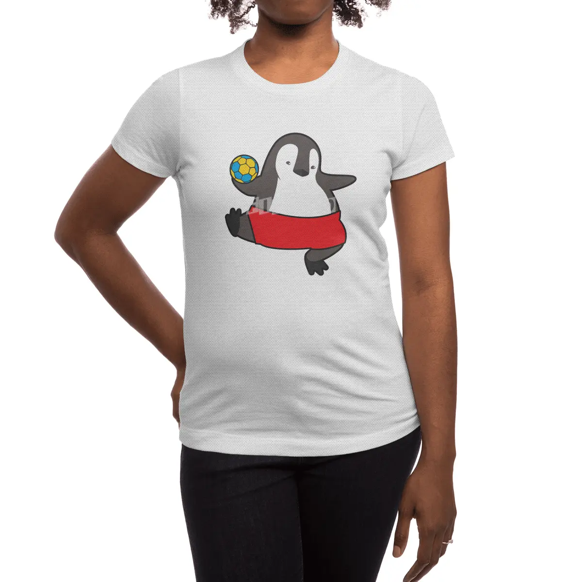Penguin as Handball player with Handball Spor T-Shirt