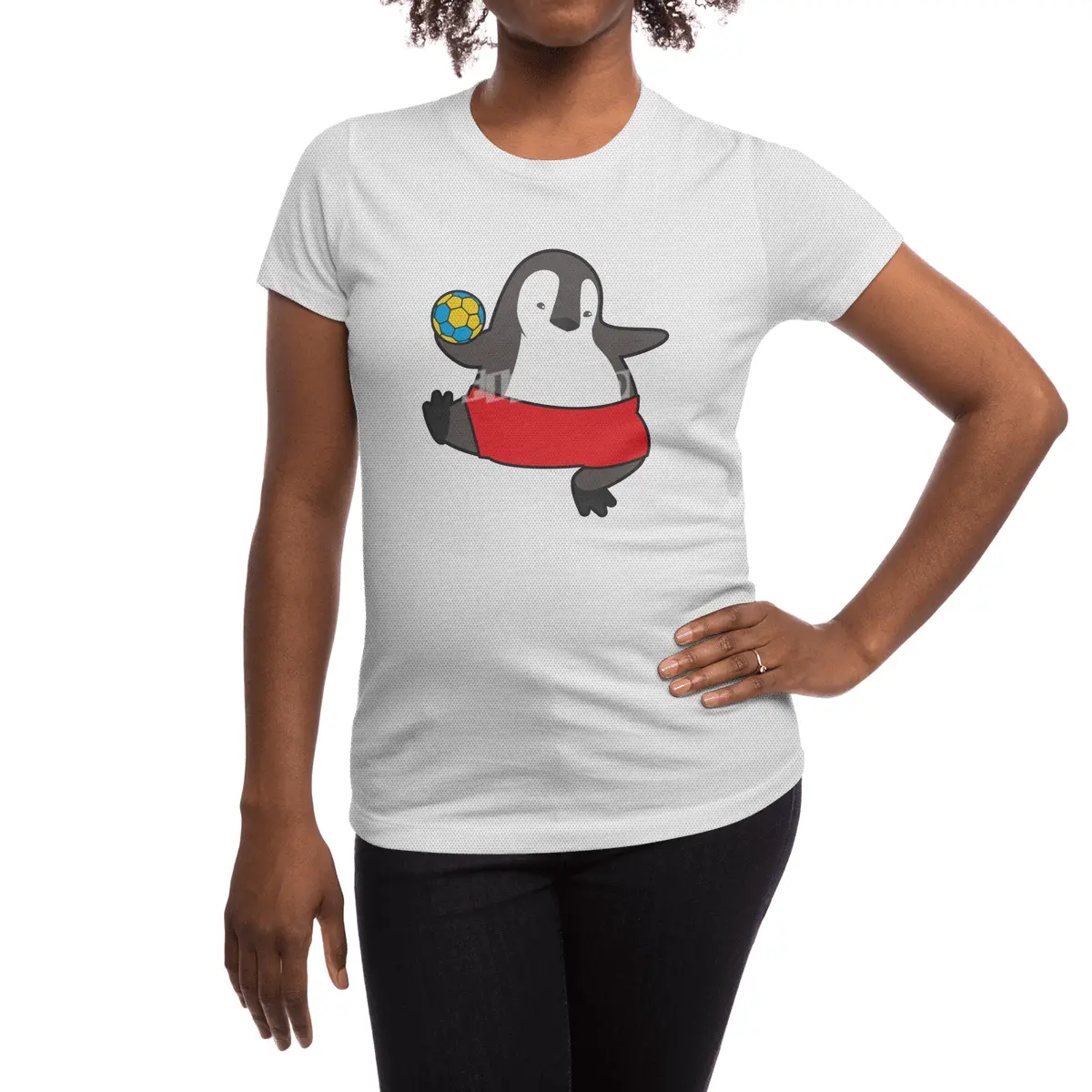 Penguin as Handball player with Handball Spor T-Shirt