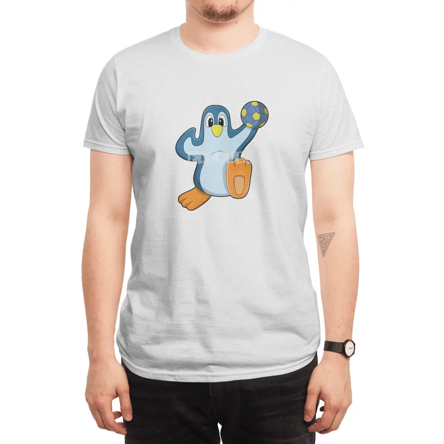 Penguin as Handball player with Handball Spor T-Shirt