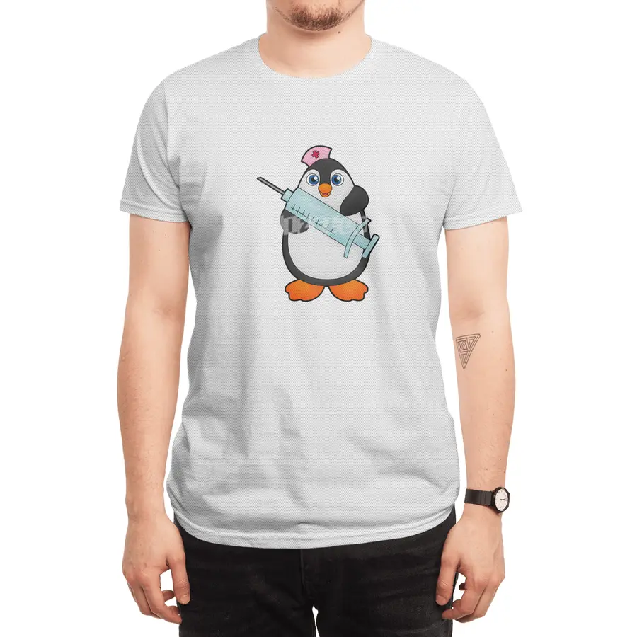 Penguin as Nurse at Vaccination with Syringe Spor T-Shirt