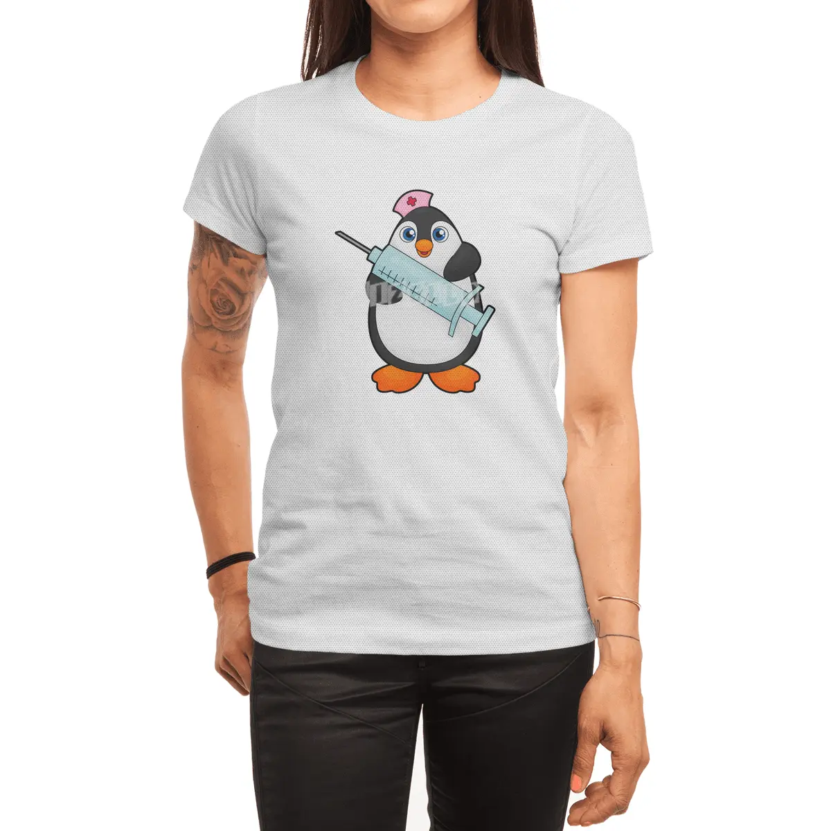 Penguin as Nurse at Vaccination with Syringe Spor T-Shirt