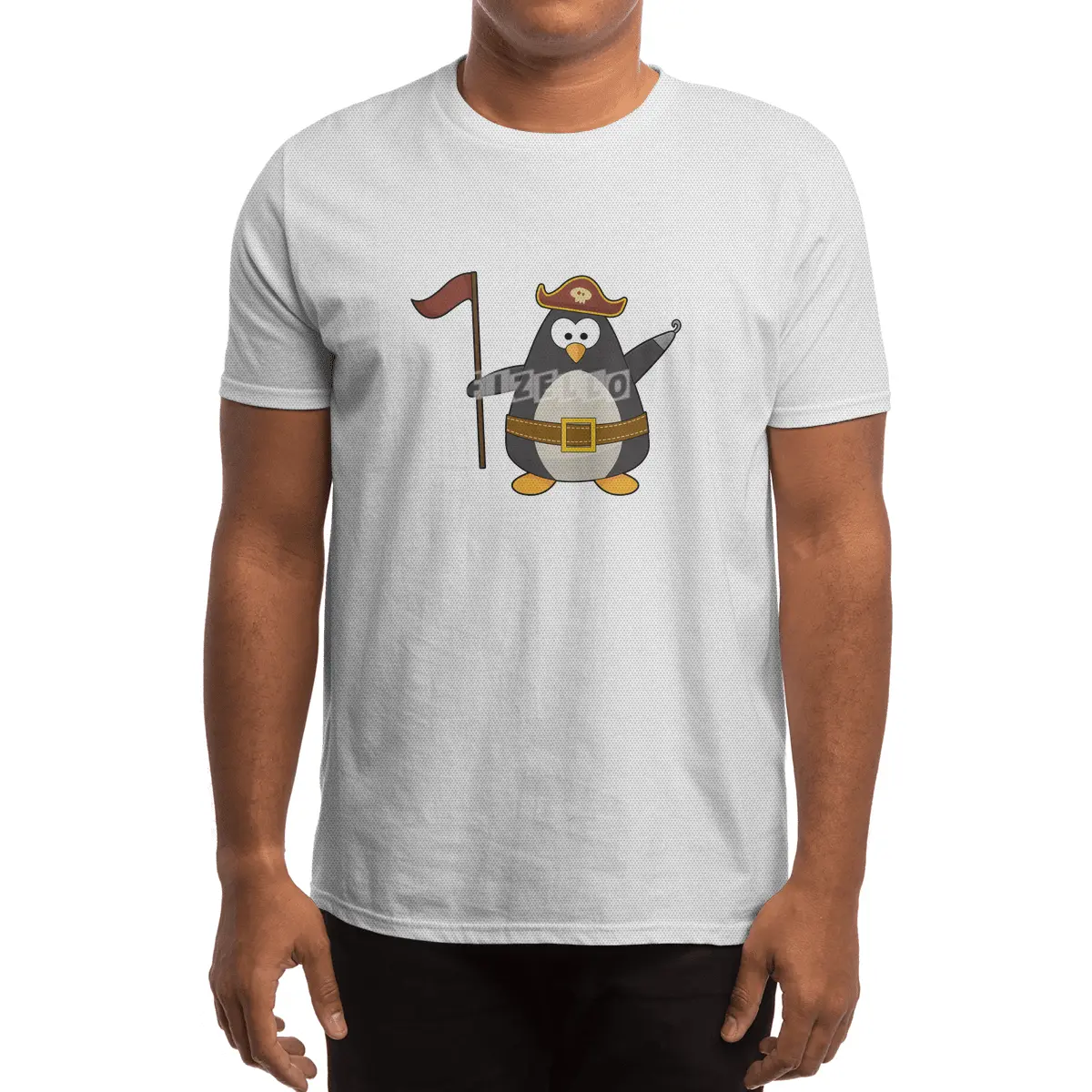 Penguin as Pirate with Pirate belt & Pirate hat Spor T-Shirt