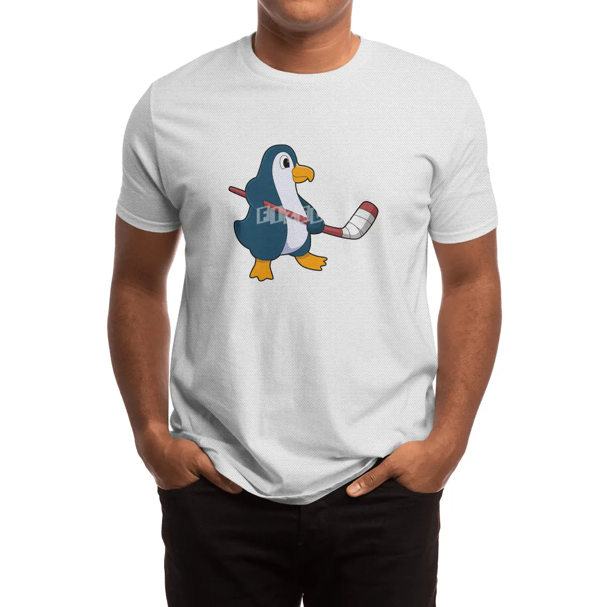 Penguin at Ice hockey with Ice hockey stick Spor T-Shirt