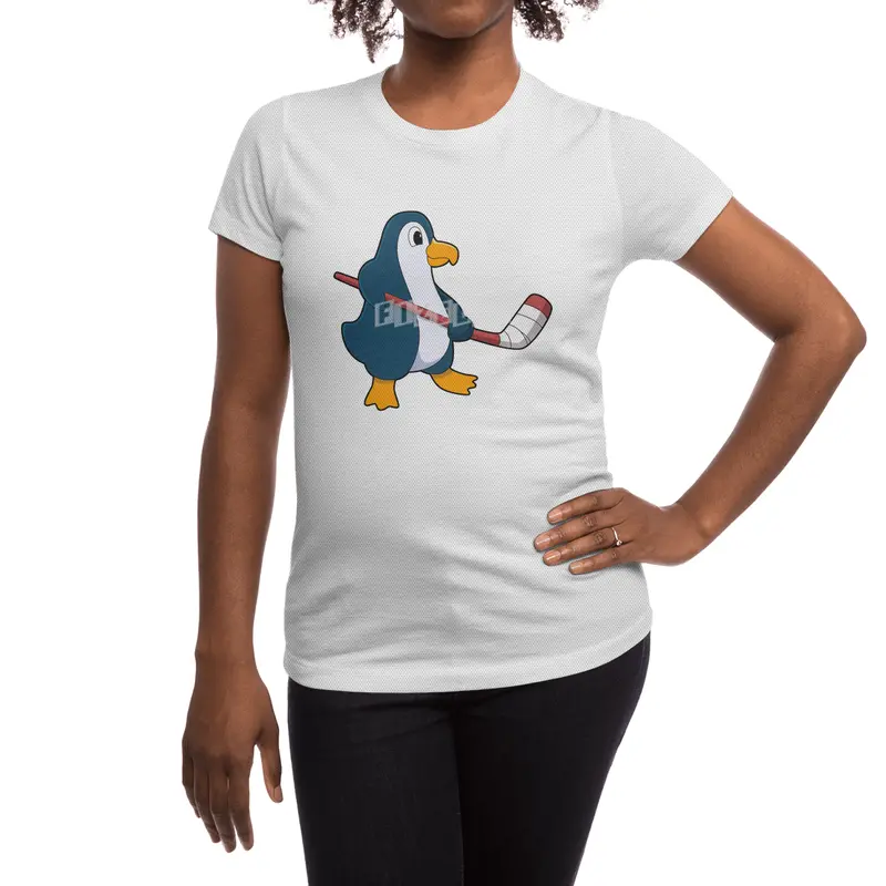 Penguin at Ice hockey with Ice hockey stick Spor T-Shirt