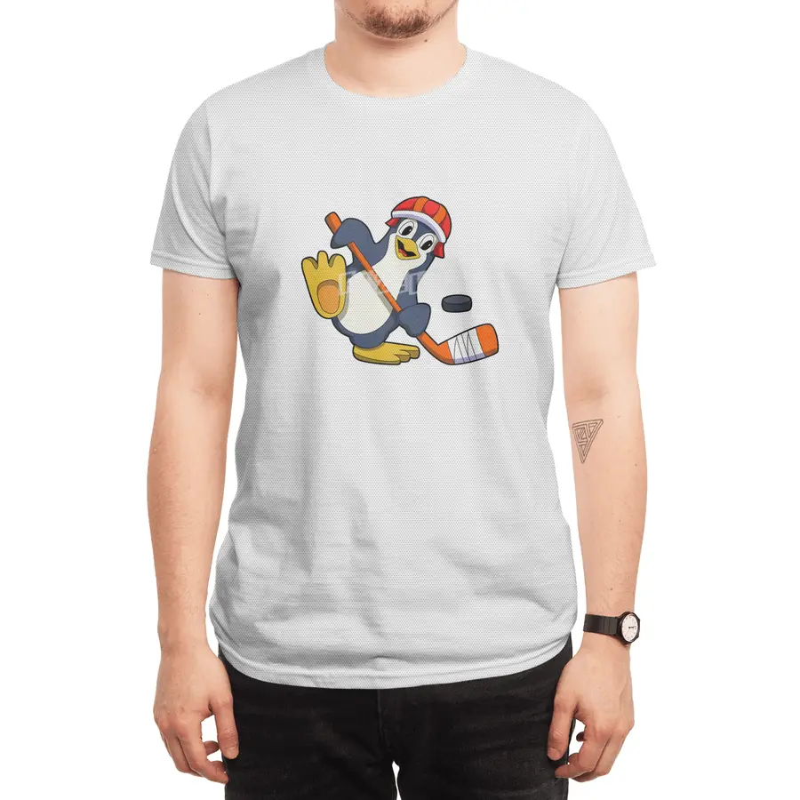 Penguin at Ice hockey with Ice hockey stick & Cap Spor T-Shirt