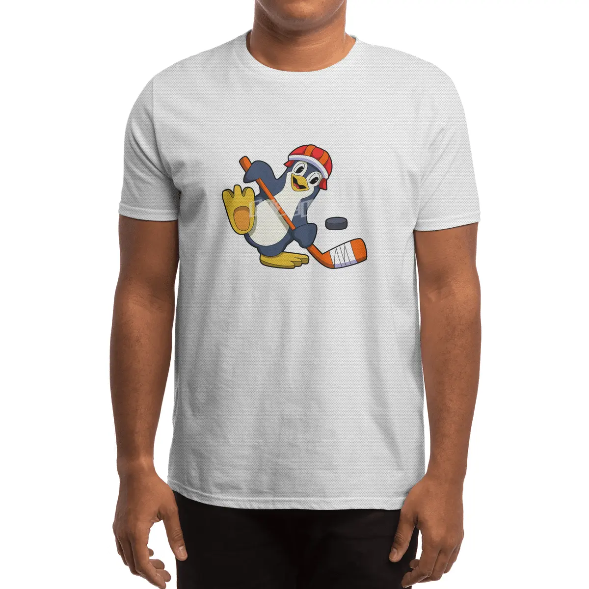 Penguin at Ice hockey with Ice hockey stick & Cap Spor T-Shirt