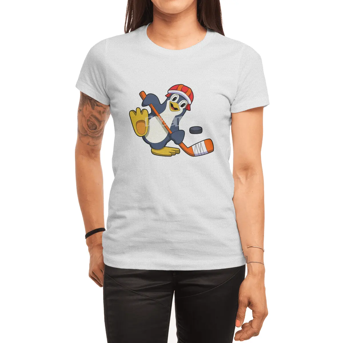 Penguin at Ice hockey with Ice hockey stick & Cap Spor T-Shirt