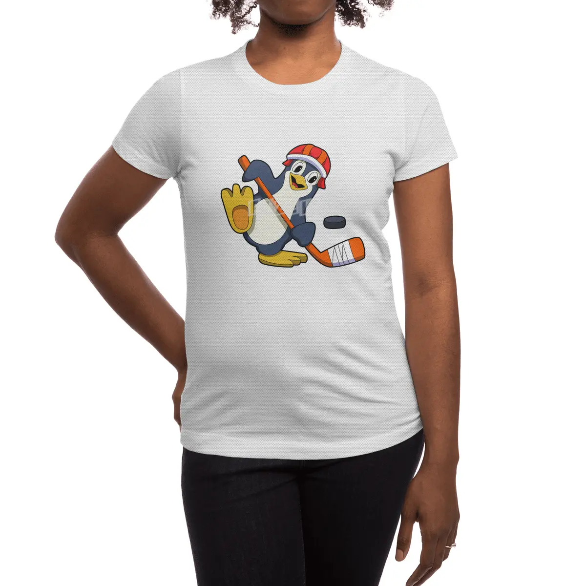Penguin at Ice hockey with Ice hockey stick & Cap Spor T-Shirt