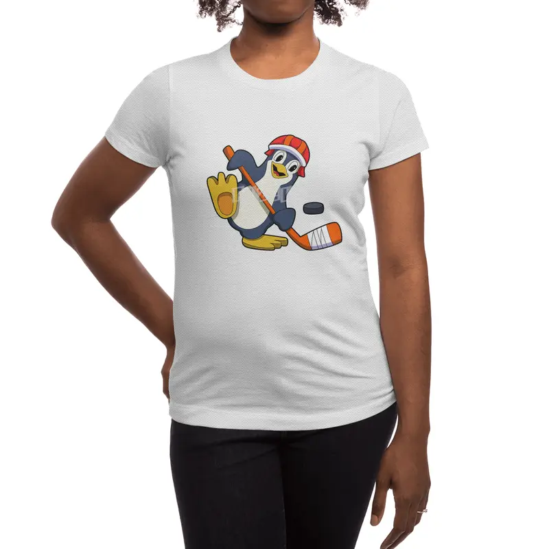 Penguin at Ice hockey with Ice hockey stick & Cap Spor T-Shirt