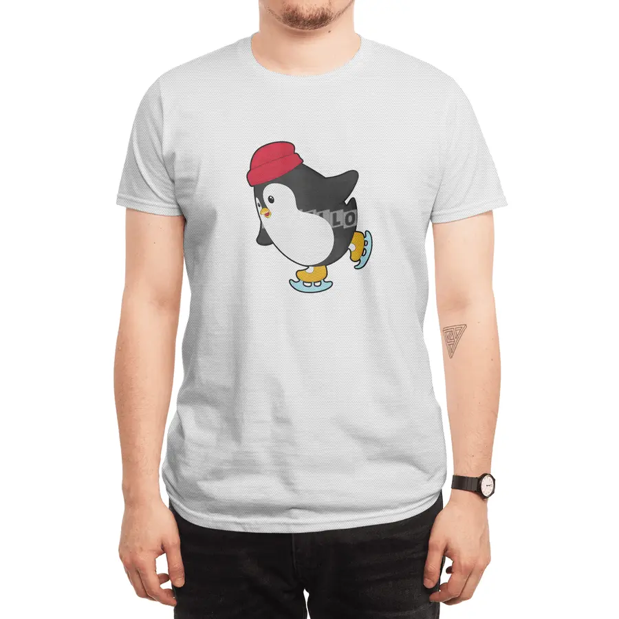 Penguin at Ice skating with Hat Spor T-Shirt