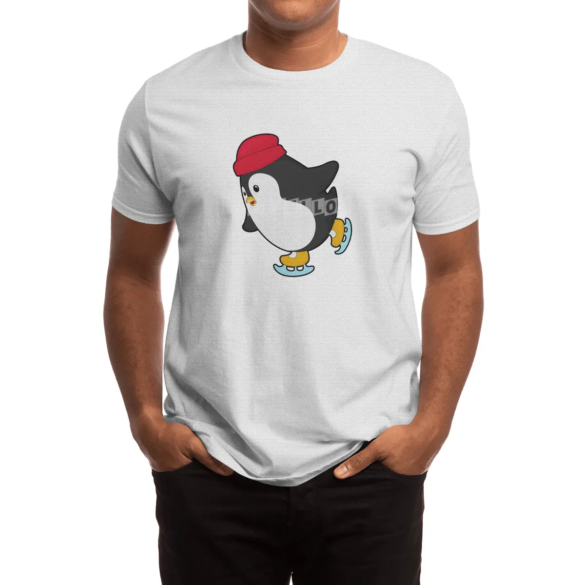 Penguin at Ice skating with Hat Spor T-Shirt