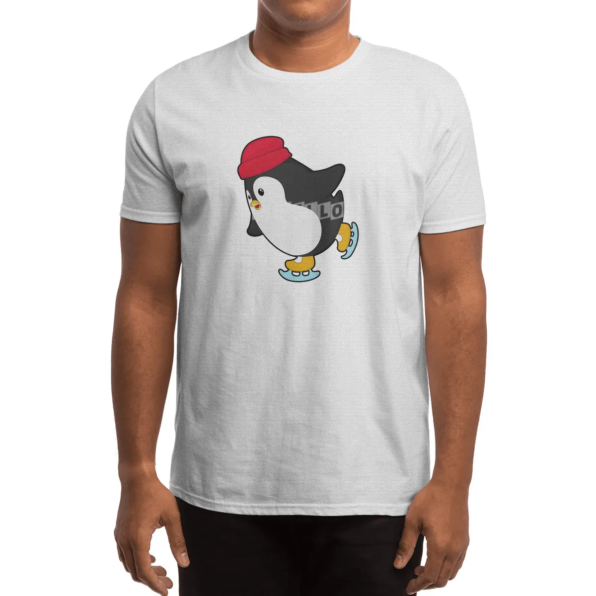 Penguin at Ice skating with Hat Spor T-Shirt