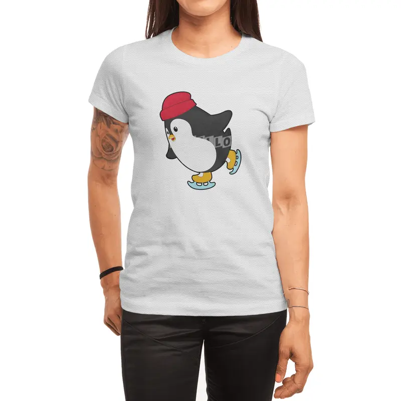Penguin at Ice skating with Hat Spor T-Shirt