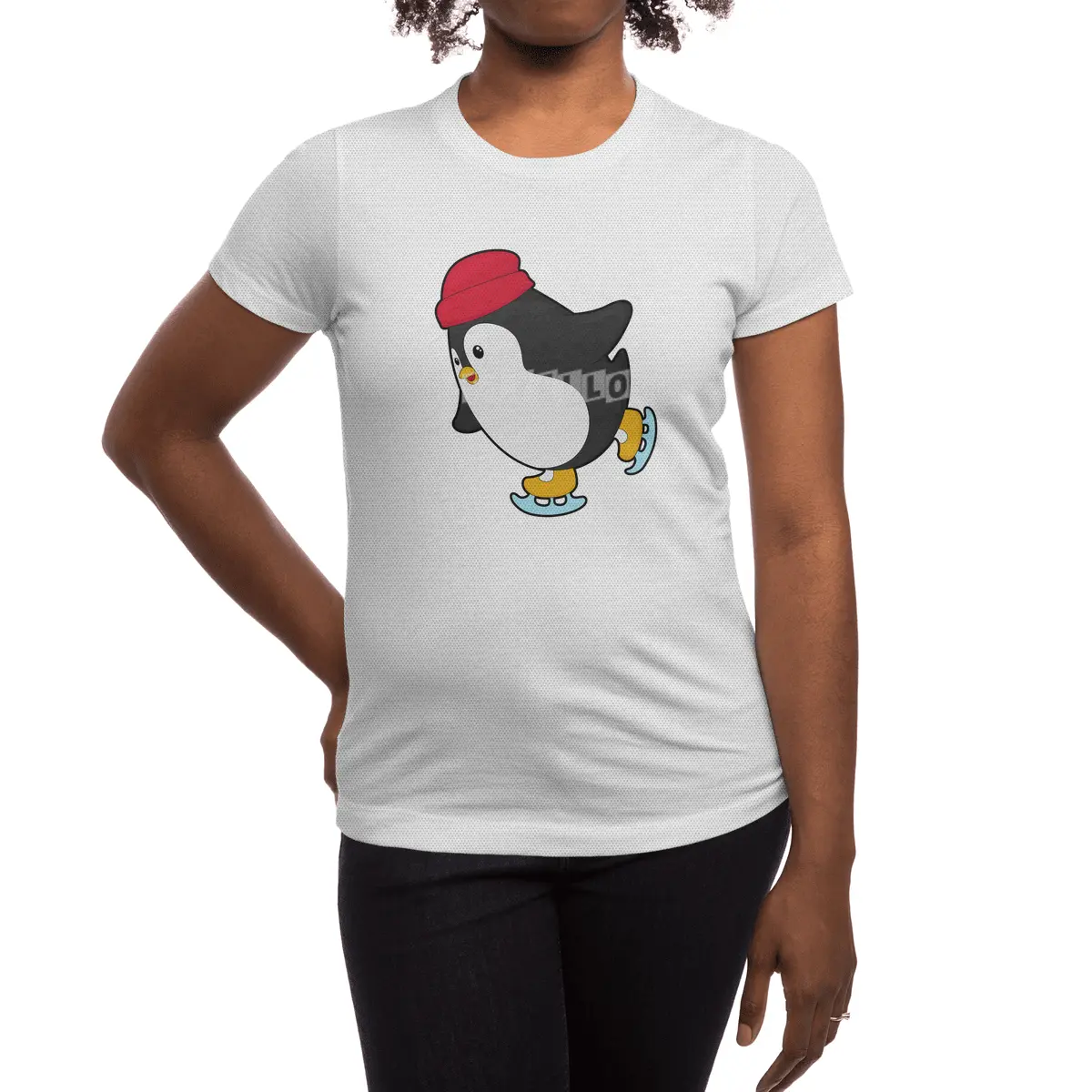 Penguin at Ice skating with Hat Spor T-Shirt