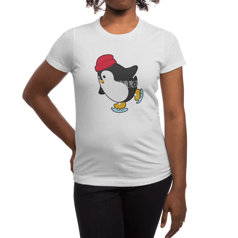Penguin at Ice skating with Hat Spor T-Shirt