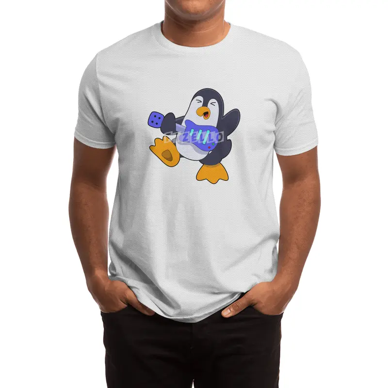 Penguin at Music with Guitar Spor T-Shirt