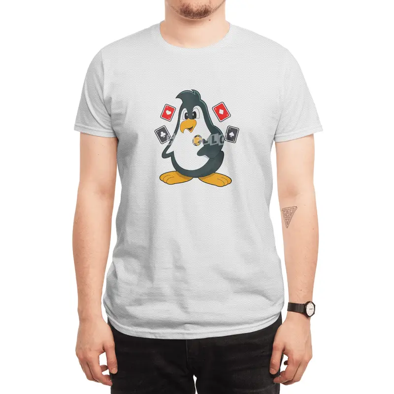 Penguin at Poker with Poker cards Spor T-Shirt